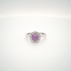 18ct White Gold Diamond & Pink Sapphire Ring
