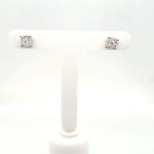 9ct White Gold 4 Claw Diamond Stud Earrings