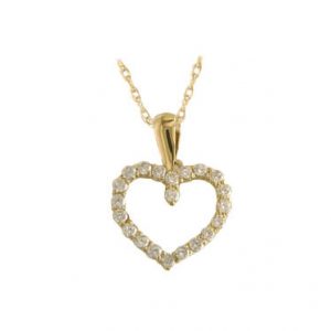 9ct Yellow Gold Cubic Zirconia Heart Pendant
