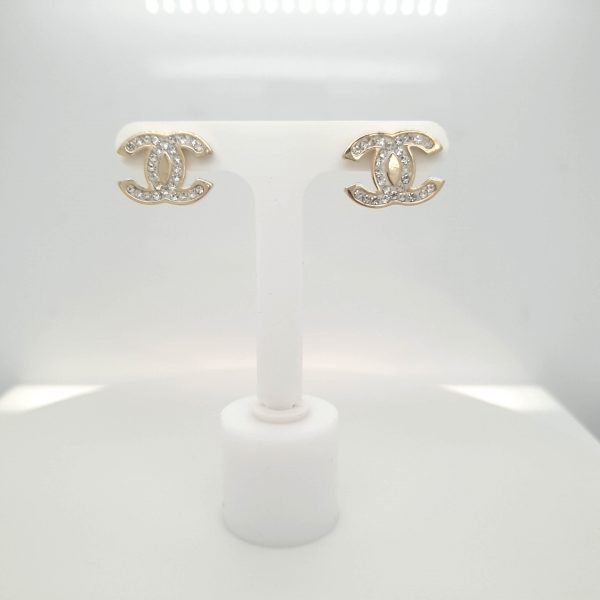 Yellow Gold Plated "C" Stud Earrings