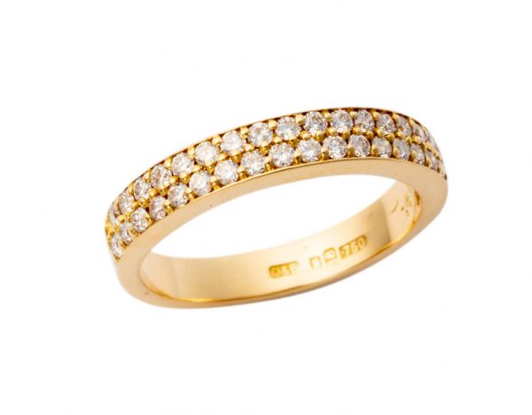 18ct Yellow Gold Double Row Diamond Band MM001Y